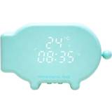 👉 Nachtlamp groen active Cartoon Cute Pig Snooze Clock USB Opladen Geluidscontrole Nachtlampje Indoor Lichtgevende Thermometer (Groen)
