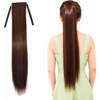 👉 Pruik active vrouwen Natuurlijke lange rechte haren paardenstaart Bandage-stijl voor vrouwen, lengte: 75cm (Marron)