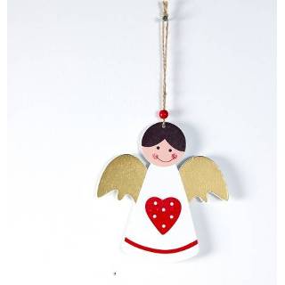 👉 Kerstversiering wit rood houten active SD321 2 STKS Liefde Engel Kersthanger Creatieve Geschilderde Kerstboomversiering (Wit Liefde)