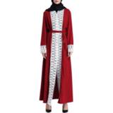 👉 Vest rood l active vrouwen Moslim Vetersluiting Lange Jurk (Kleur: Maat: L)