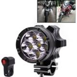 👉 Motorfiet aluminium active DC 9V-48V 4000LM 6000K 30W IP67 6 LED-lampkralen Motorfiets LED-koplamplampen met schakelaar, constant helder