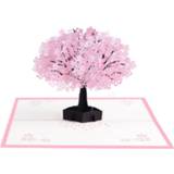 👉 Wenskaart roze active Driedimensionale Pink Cherry (enkele boom)