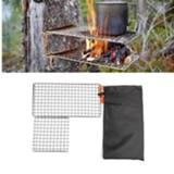 👉 Barbecue grill RVS active Outdoor Camping Pot Rack Square 304 Mesh Simple Wood Fire Stove