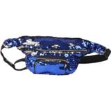 👉 Paillet blauw active vrouwen meisjes Pailletten Heuptas Dubbele Kleur Make-Up Tas Zeemeermin Portemonnees Borst Pakken Meisje Reizen Mobiele Telefoon (Ice Blue Light)