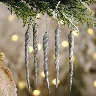 👉 Kerstversiering zilver active 10 zakken kleurrijke ijsbar hanger kleine boom schroefdraad ornament (zilver)