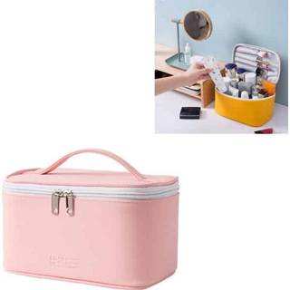 👉 Opbergtas roze PU active 2 STKS Portable Travel Cosmetic Case Cosmetische met grote capaciteit (roze)