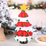 👉 Kerstversiering rode rood wit active Kerstboom Kleverige Bal Wijnfles Cover Restaurant Hotel Decoratie Props (Rood en Wit)