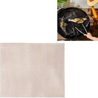 👉 Grill bruin active 3 STUKS Non-stick Roosterblad Teflon Barbecue Mat Roostermat, Afmeting: 33x40 cm (Bruin)