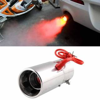 👉 Motorfiet rood RVS active Universele Auto / Motorfietsen Styling Rechte Uitlaatpijp Spitfire Licht Decoratie Vlammende Uitlaat Staart Tip Pijp