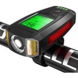 👉 Mistlamp active Koplamp (met mistlamp) en hoorn snelheidsmeter Multifunctionele fiets Mountainbike (code horloge (zwart))