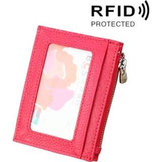 👉 Kaarthouder magenta rundleer 11 active Effen Kleur Rits Portemonnee RFID Blokkeren Kaarttas Beschermhoes Portemonnee, Maat: * 8 1.5cm (Magenta)