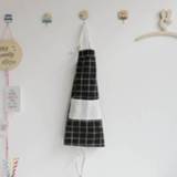 👉 Schort zwart active kinderen Geometrisch patroon ouder-kind waterdichte oliebestendige schort, stijl: geruite