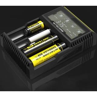 👉 Batterij active Nitecore D4 Intelligent Digi Smart Charger met LCD-scherm voor 14500, 16340 (RCR123), 18650, 22650, 26650, Ni-MH en Ni-Cd (AA, AAA)