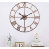 👉 Wandklok IJzer goud active 50cm retro woonkamer ronde romeinse cijfers dempen decoratieve (vintage goud)