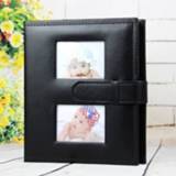 👉 Fotoalbum zwart PU active 6 inch lederen familie dagelijks met creatieve zak (zwart)