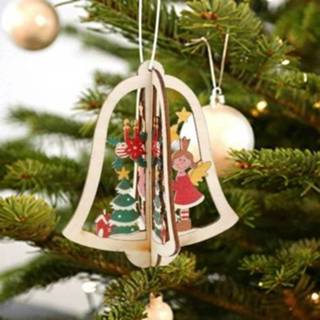 Hanger houten active 3D kerst kerstboom ornament DIY kerstman decoratie (bel)