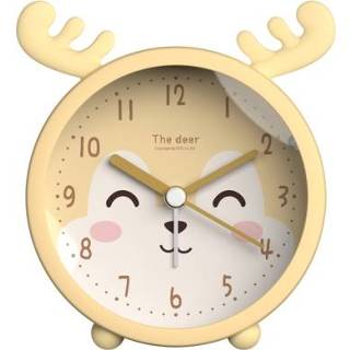 👉 Wekker gele siliconen active kinderen student slaapkamer nachtkastje nachtlampje mute klok (gele herten)