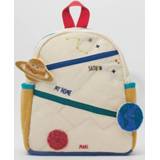 👉 Backpack canvas small meisjes New Children's Stitching Cotton Earth Star Ball Embroidery Cute Girl Color Matching Casual School Bag
