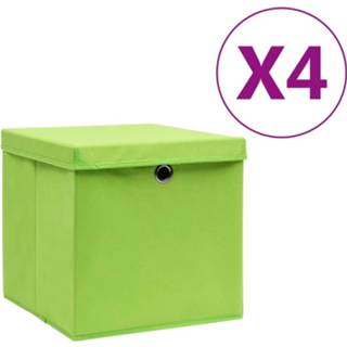 👉 Opbergbox groen active Opbergboxen met deksels 4 st 28x28x28 cm 8720286087459