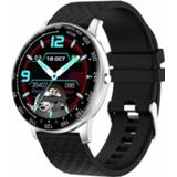 👉 Smartwatch zwart zilver active OVSEN H30 1,28 inch rond kleurenscherm smartwatch, IP68 waterdicht, ondersteuning slaapbewaking / tweeweg anti-verloren enz., Siliconen band (zilver zwart)