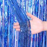Gordijn blauw goud active 2 STUKS Achtergrond Gordijnen Glitter Tinsel Fringe Folie Verjaardag Bruiloft Decoratie Volwassen Jubileum Decor, Maat: 1 * 3m (Blauw)