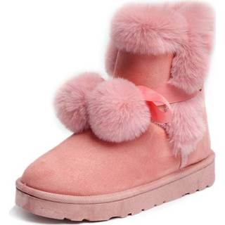 👉 Snowboots roze fluwelen 40 active Plus korte buis schattige haarbal casual katoenen schoenen, maat: (roze)