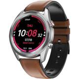 👉 Smartwatch zilveren active DT91 1,28 inch LTPS LCD-scherm IP67 smartwatch, ondersteuning slaapmonitor / Bluetooth-foto hartslagmeter bloeddrukmonitoring (zilveren lederen band)