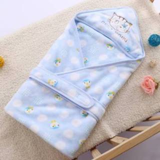 👉 Handdoek blauw flanellen active baby's 93 * cm Pasgeboren Baby Gewikkeld Lente Herfst Winter Levert Dikke Warme Quilt (Sky Blue Cat)