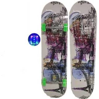 👉 Skateboard houten active kinderen Universeel Outdoor Vierwielig Dubbel Warped voor en Adolescenten Beginners, Stijl: Flash Wheel (Charming City)