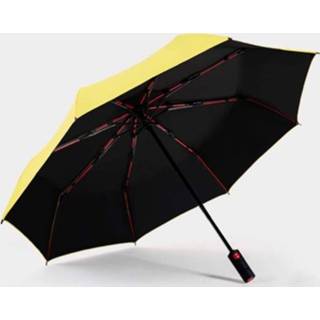 👉 Paraplu geel active mannen Windweerstand heren tri-fold 10 botvezels skelet automatische all-weather (geel)
