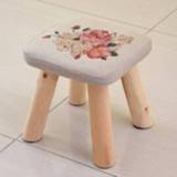 👉 Kruk houten stoffen active kinderen Massief vierkante Creatieve kinderstoel Sofa (pioenroos)