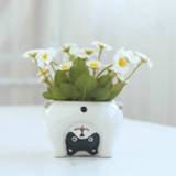 👉 Kunstbloem keramische active Super Leuke Kleine Dierlijke Pot Nep Bloempot Decoratie (Puppy)