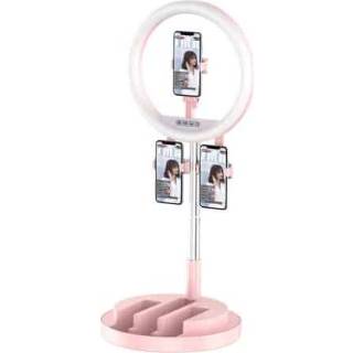👉 Bureausteun roze active JM03 11 Inch 3 Positie Invullicht Schoonheid Selfie Live-uitzending Geïntegreerde vloer LED-licht (roze)