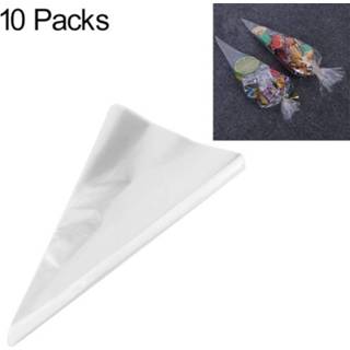 👉 Opbergtas transparante active 10 Packs DIY Bruiloft Verjaardagsfeestje Candy Cone Opbergtas, Specificatie: 18x37cm Zonder Draad