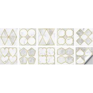 👉 Trap s active 2 sets geometrisch patroon wandtegel sticker fornuis water- en oliebestendige stickers, specificatie: S: 10x10cm (HT-014 lichtgoud)