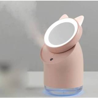 👉 Luchtbevochtiger roze active LED-vullicht Make-upspiegel Leuke Home USB Desktop Verstuiver (roze)