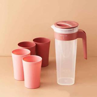 👉 Waterkoker transparante rood active Verdikte hittebestendig PP-materiaal grote capaciteit koude met deksel (rood)