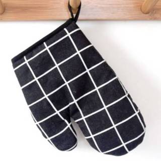 👉 Magnetron zwart active 2 STUKS Geometrisch Patroon Verdikking Keuken Bakoven Speciale Warmte-isolatie Verbranden Hittebestendige Handschoenen (Zwart Rooster)