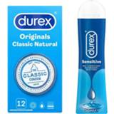 👉 Condoom active Durex Condooms Classic Natural - 12 stuks + Glijmiddel Play Sensitive? waterbasis 50 ml Pakket 7434946676631