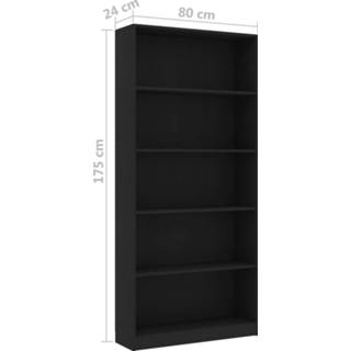 👉 Boekenkast met 5 schappen 80x24x175 cm spaanplaat grijs