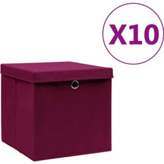 👉 Opbergboxen met deksels 10 st 28x28x28 cm donkerrood