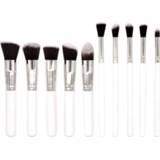 👉 Kwast wit zilver active 10 stuks make-up kwasten set tool poeder oogschaduw potlood cosmetische (wit zilver)