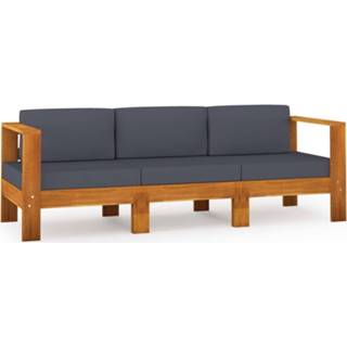 👉 Tuinbank grijze acaciahout active 3-zits met donkergrijze kussens 8720286191163