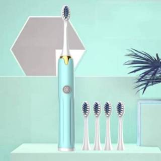👉 Tandenborstel blauw active 2 STUKS Huishoudelijk paar Smart Sonic Vibration Soft Fur Waterproof Electric Tandenborstel, Kleur: Morson Blue (5 opzetborstels) Batterij