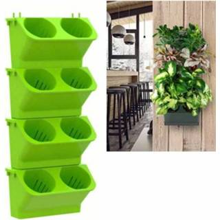 👉 Plantenbak groen active Interieurdecoratie Plantenmuur Bloempot Woonkamer Balkon Verticaal Stereo Combinatie Wandhangende Pot, Afmeting: 24x14x57 cm (Lichtgroen)