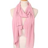 👉 Sjaal roze leer active vrouwen Dames effen kleur natuurlijke vouw chiffon tulband, maat: 180cm (leer roze)