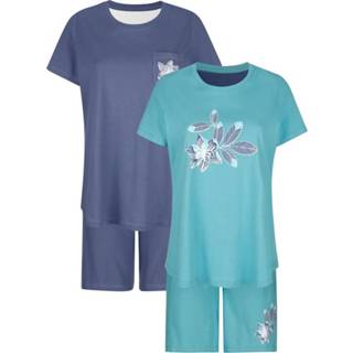 👉 Blauw katoen vrouwen turkoois Shortama's per 2 stuks Blue Moon Jadegroen::Rookblauw 4055706388477