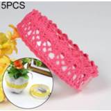 👉 Plakband wit rood katoen stof rose active 5 STKS Kant Gehaakt Roll Lint Gebreide Sticker Ambachtelijke Decoratie Briefpapier Leveringen (Rose Rood)