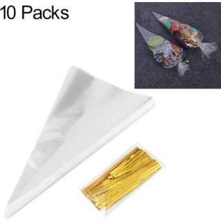 👉 Opbergtas transparante active 10 Packs DIY Bruiloft Verjaardagsfeestje Candy Cone Opbergtas, Specificatie: 18x37cm Met Draad