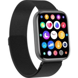👉 Smartwatch zwart active G69 1,69 inch vierkant kleurenscherm IP68 waterdicht smartwatch, ondersteuning voor bloeddrukmeting / slaapbewaking hartslagbewaking, stijl: stalen band (zwart)